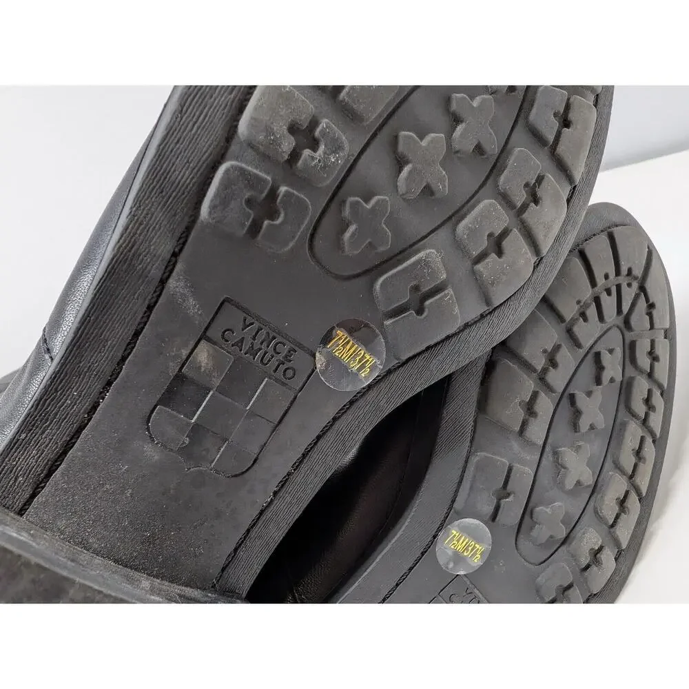 Vince Camuto Riding Boots Black Leather Gold Studded Parshell Women's Size 7.5 - Picture 8 of 9